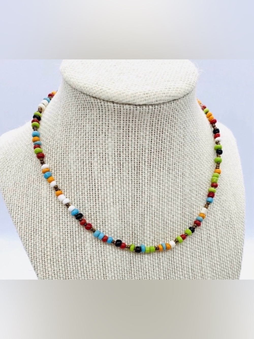 MultiColor Beaded Necklace Boho Y2K Summer Beach Festival Southwestern Eclectic - Picture 2 of 7